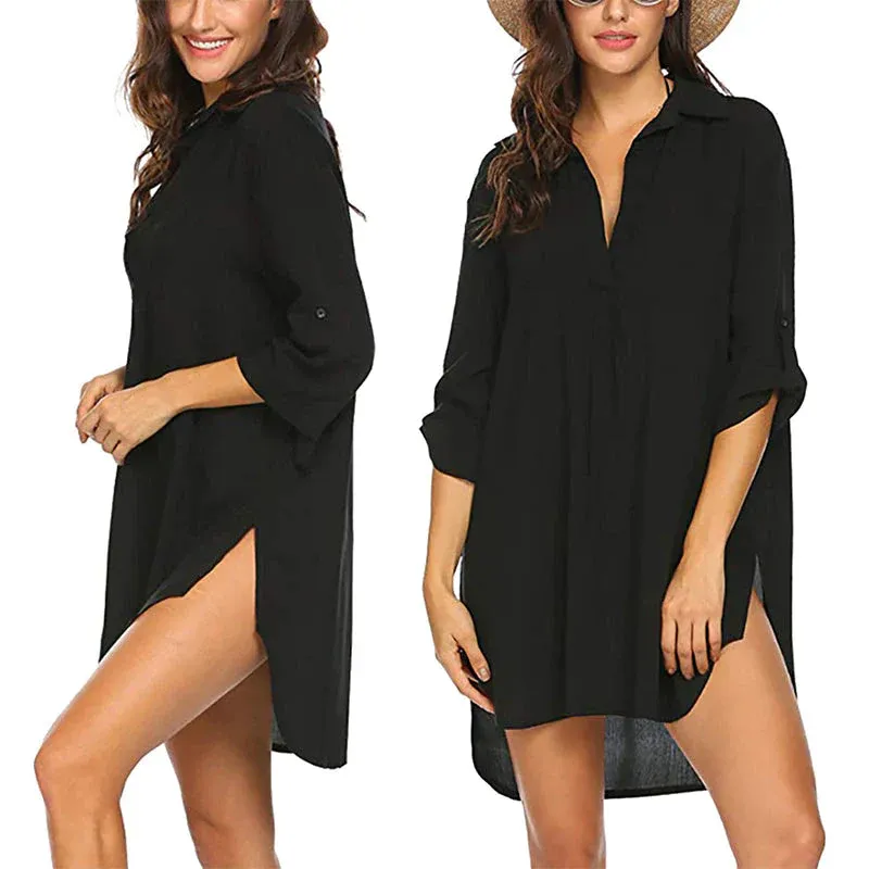 Robe chemise élégante à col en V - Image 4