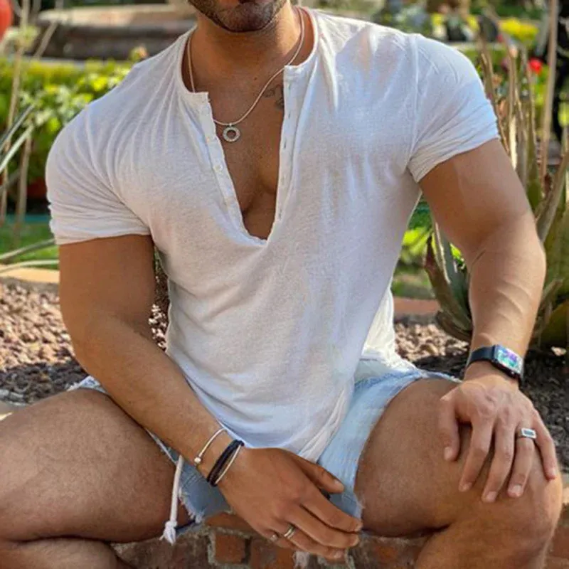 T-shirt col rond manches courtes avec boutons - Image 7