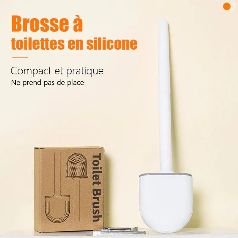 Brosse de toilette ronde en silicone montée au mur - Image 3