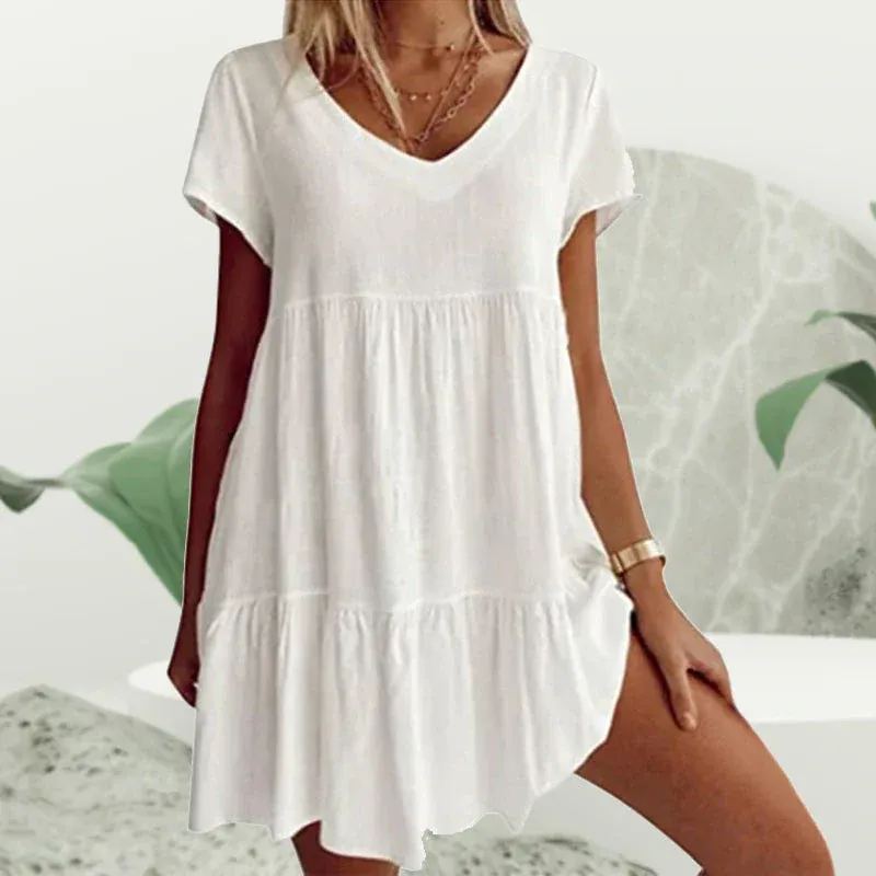 Robe décontractée à manches courtes en col V - Image 2