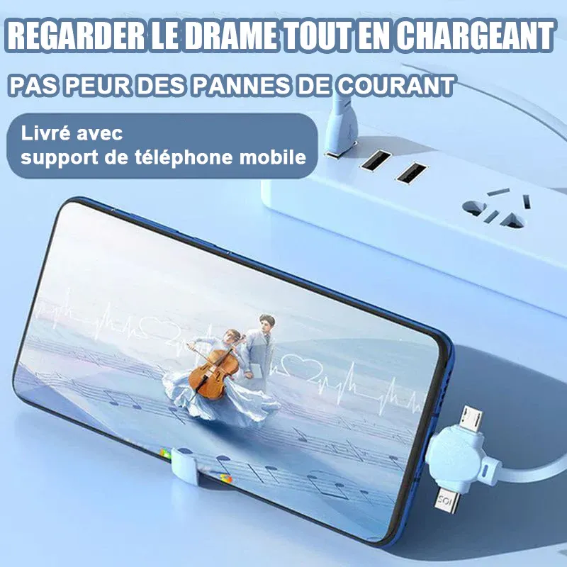 Rouleau télescopique de câble de chargement 3-en-1 120W - Image 2