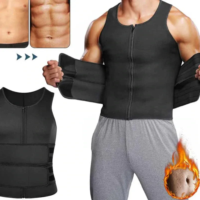 Gilet de sauna 2 en 1 avec entraîneur de taille pour hommes - Image 2