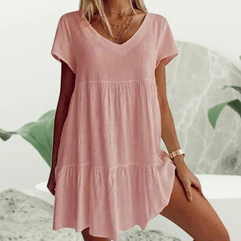 Robe décontractée à manches courtes en col V - Image 7