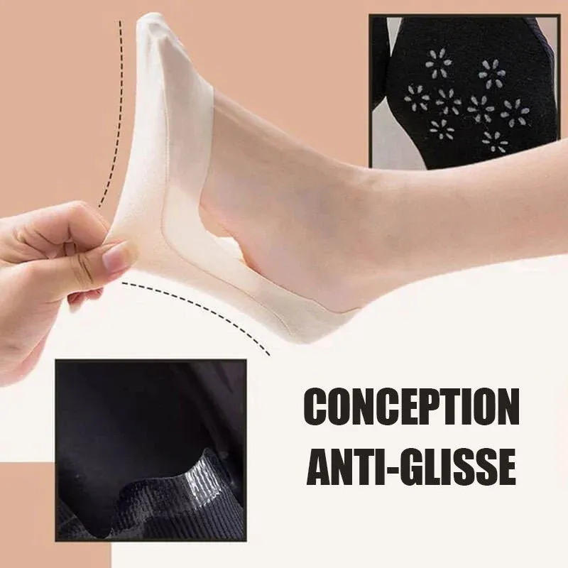 Chaussettes invisibles antidérapantes en soie glacée - Image 2
