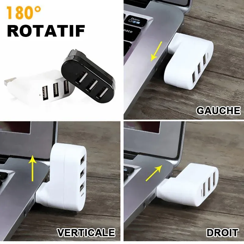 Mini hub USB rotatif à 3 ports - Image 2