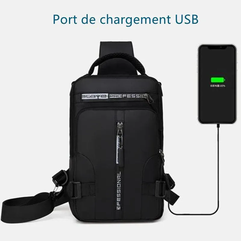 Sac à bandoulière avec port de chargement USB - Image 4
