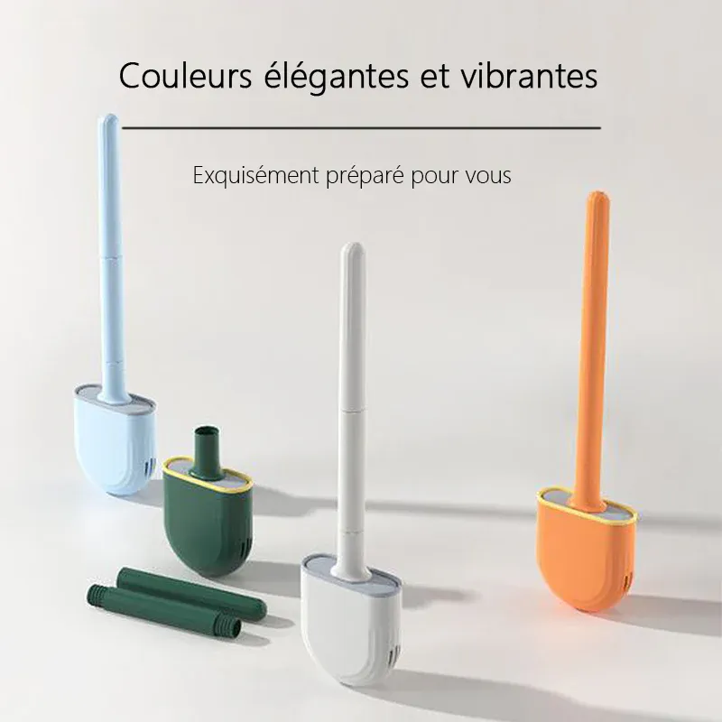 Brosse de toilette ronde en silicone montée au mur - Image 5