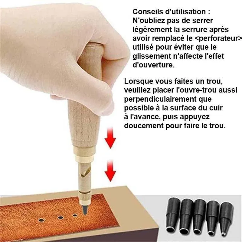 Outil de perforation en cuir bricolage Poinçon rotatif - Image 4