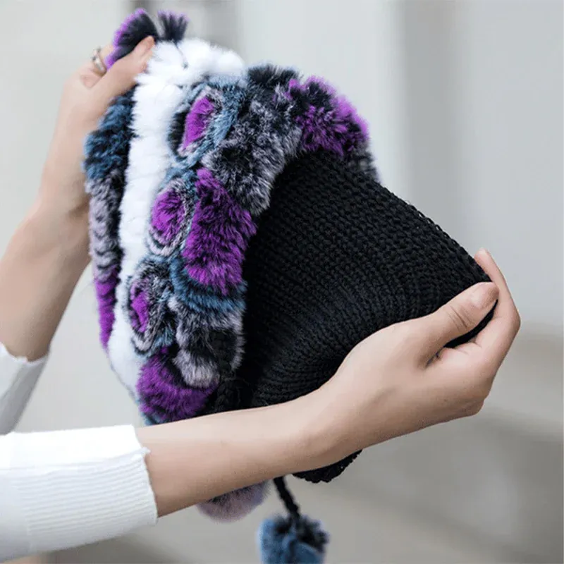 Chapeau chaud en imitation fourrure de lapin synthétique pour femmes - Image 4