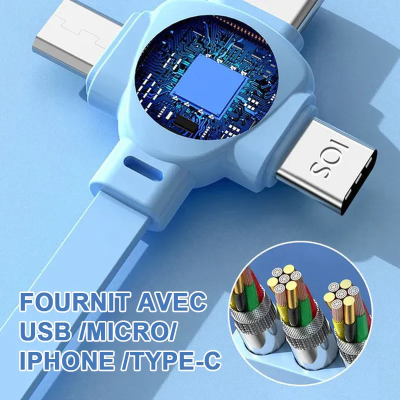 Rouleau télescopique de câble de chargement 3-en-1 120W - Image 4