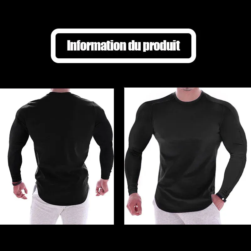 T-shirt en col rond à manches longues couleur unie - Image 5