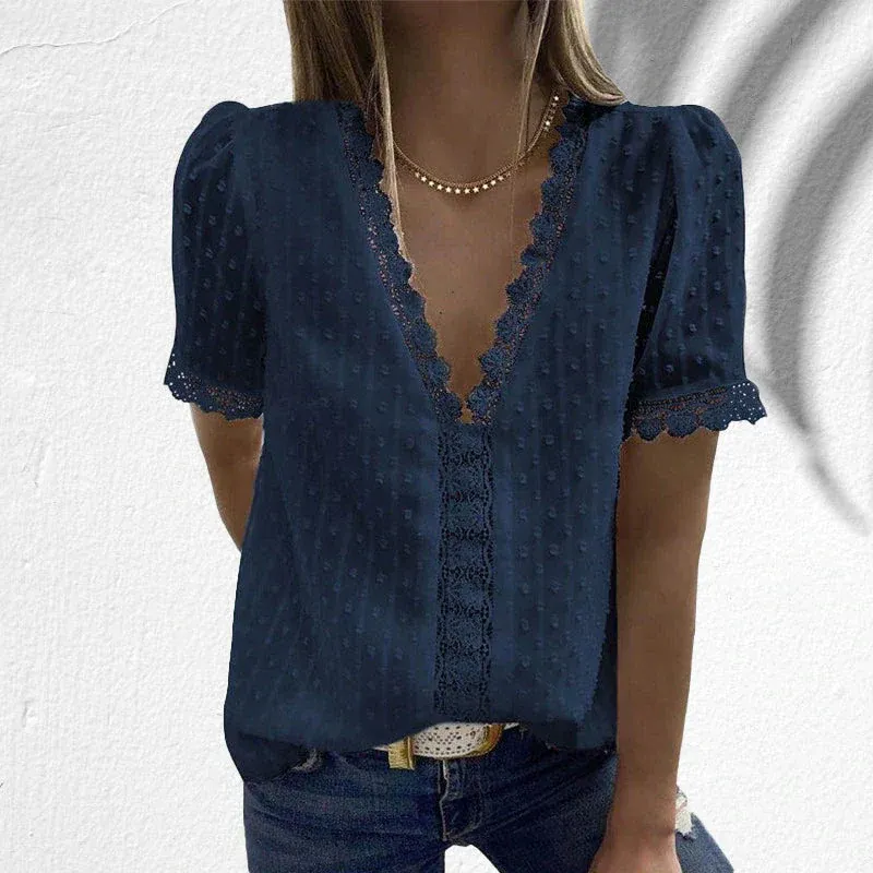 Haut sexy en dentelle à encolure en V - Image 5