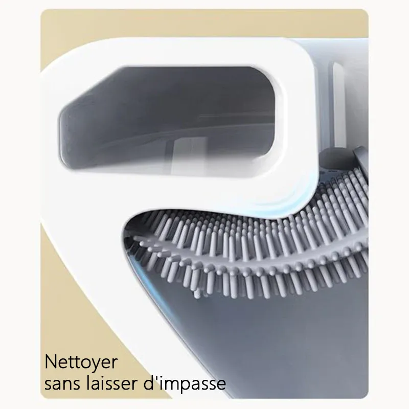 Brosse de toilette ronde en silicone montée au mur - Image 7