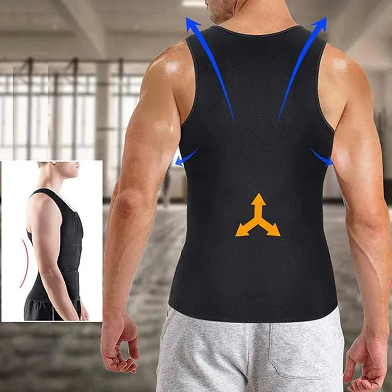 Gilet de sauna 2 en 1 avec entraîneur de taille pour hommes - Image 6
