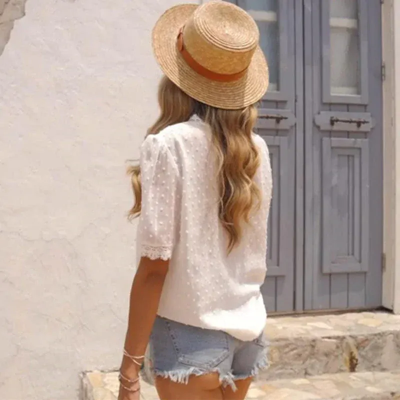 Haut sexy en dentelle à encolure en V - Image 7