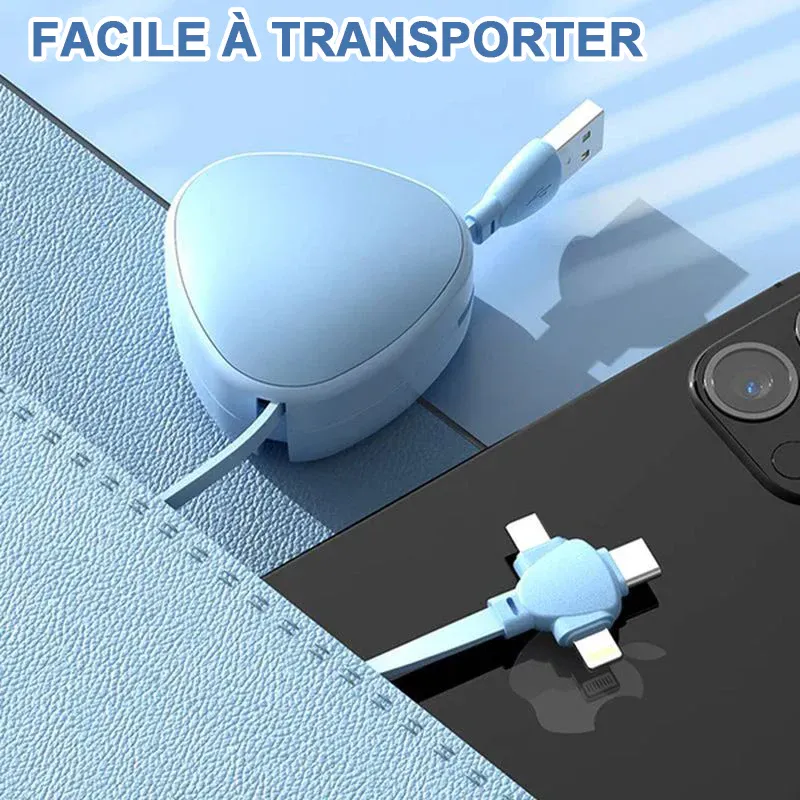 Rouleau télescopique de câble de chargement 3-en-1 120W - Image 7