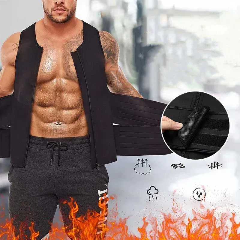 Gilet de sauna 2 en 1 avec entraîneur de taille pour hommes - Image 8