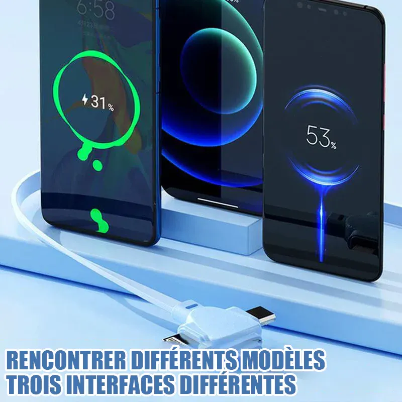 Rouleau télescopique de câble de chargement 3-en-1 120W - Image 8