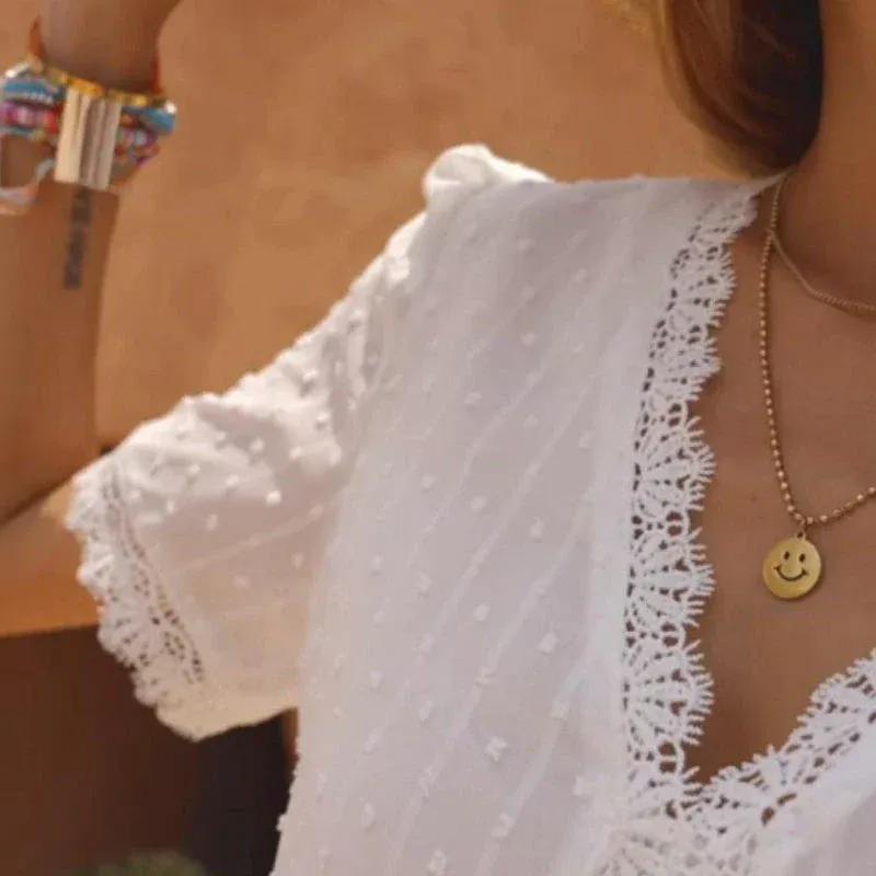 Haut sexy en dentelle à encolure en V - Image 9