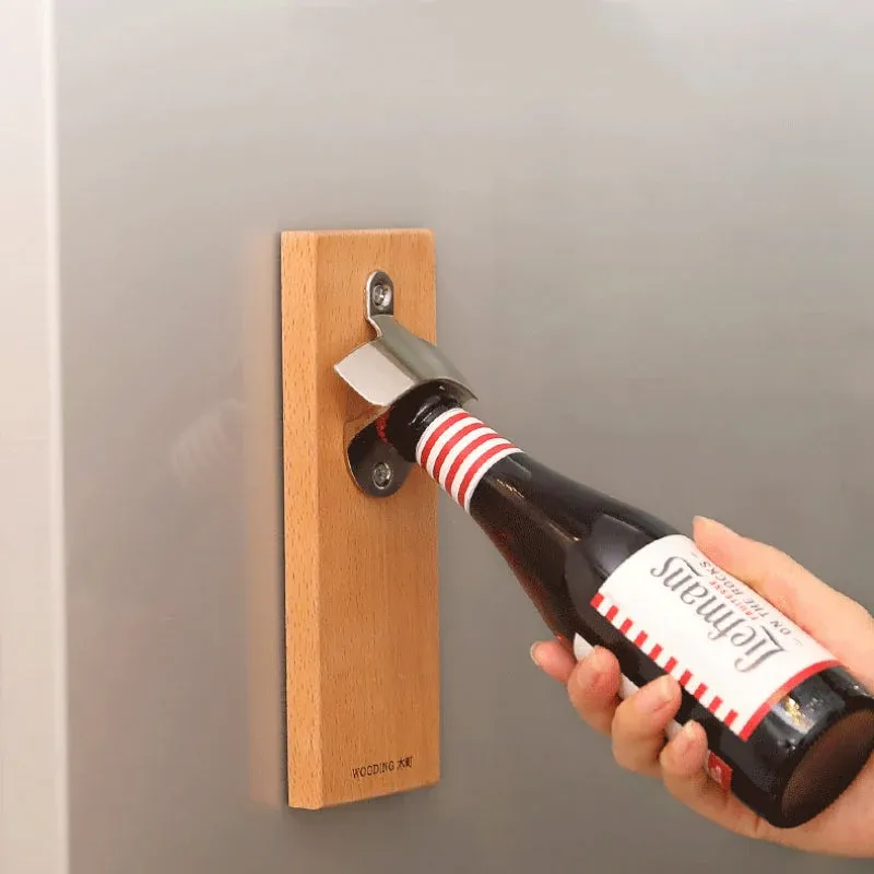 Ouvre-bouteille magnétique en bois multifonctionnel - Image 5